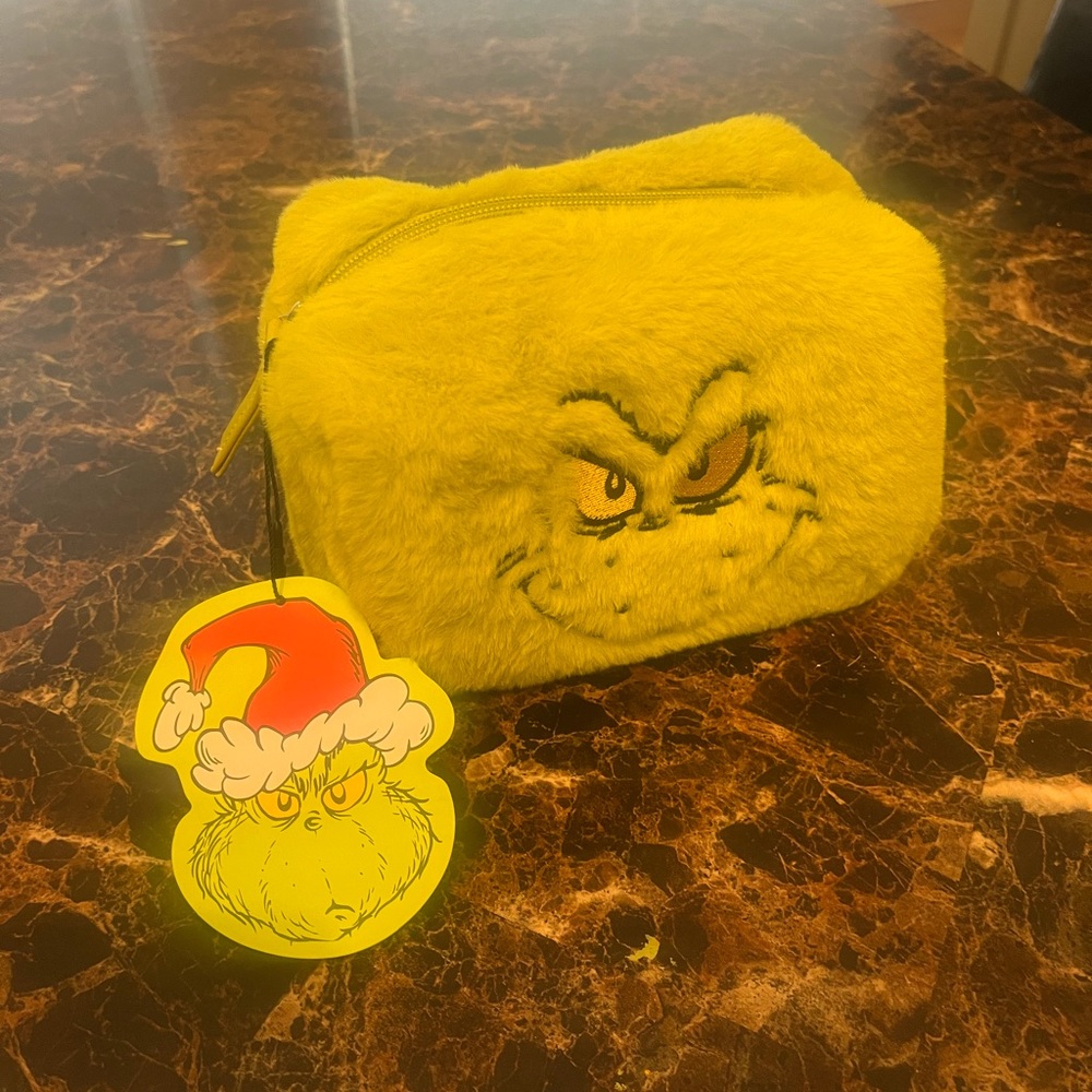 Primark grinch fuzzy cosmetic bag